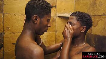 African gay twink gets bent over and fucked hard in bareback video