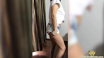 Lustful brunette masturbates to orgasm in close up solo while home alone.