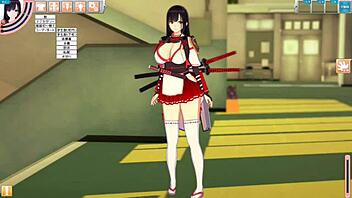 Blowjob and handjob action in 3d hentai game