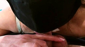 the bbw wife gave a deepthroat blowjob to her neighbor and swallowed his cum