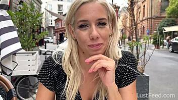 Amateur blonde gets a creampie from a big cock