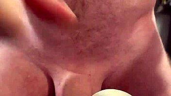 creamy cumshot lands on padded bra during wanking session