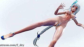 MMD R18 sea breeze: 2D character in a micro bikini strikes a cute pose