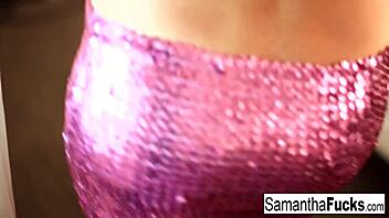 Watch Samantha Saint finger her blonde pussy? Her big tits and ass will drive you wild!