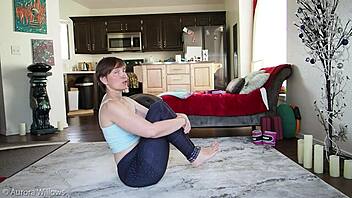 In this yoga lesson, the instructor guides a mature european woman through poses focusing on flexibility and balance.