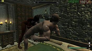 Dragonborn gets down and dirty in a Skyrim group sex scene