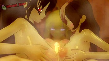 Anime futa with big boobs takes control in the sauna