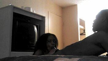 Sucking that big black cock oiled ebony amateurs hotel