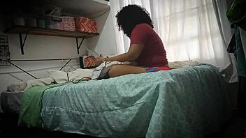 Grab a camera and spy on my cousin with a big ass in her thong