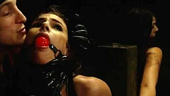 Extreme spitting and kissing in bondage! Ball-gags and spanking for sexual indignity!