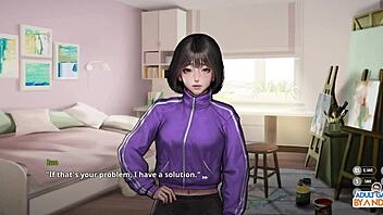 Japanese anime girl masturbates in the corridor