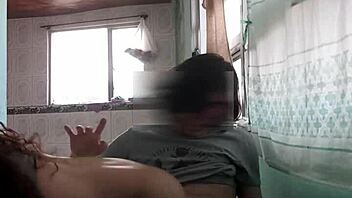 The petite latina brunette gets fucked on the chair, her big tits bouncing wildly