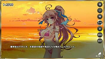 Erotic Scene: Makoihime Musou - Tenka Touitsu Den with Ma Tetsu in Swimsuit