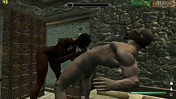 Dragonborn gets down and dirty in a Skyrim group sex scene
