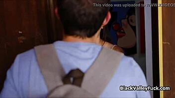 Busty half-asian ebony twerks before hardcore blowjob