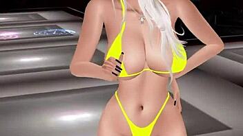 A beautiful 3d model struts on the runway.