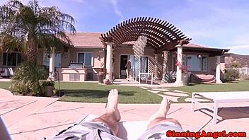 Blond Glam Bikini Model Bounces Booty On Top