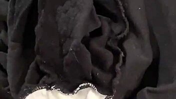 creamy cumshot lands on padded bra during wanking session