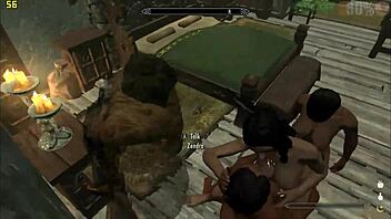 Dragonborn gets down and dirty in a Skyrim group sex scene