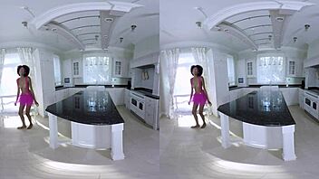 Chocolate girl spreadin’ wide for ya in VR, oops!