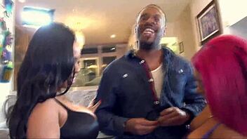 Ebony pornstar Pinky and her friends indulge in group sex with a big cock
