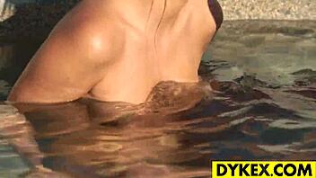 i'm watchin these two hot cougars havin outdoor lesbian sex with strapons and dildos, lickin each other