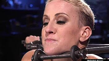 My BDSM sub bound to floor, gagged by dildo and vibrator torment