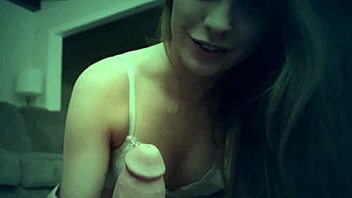 young teen 18+ eagerly sucks big cock in pov, getting handjob and blowjob before massive cumshot all over her face.