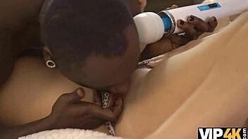 blonde milf enjoys vibrator before bbc stretch