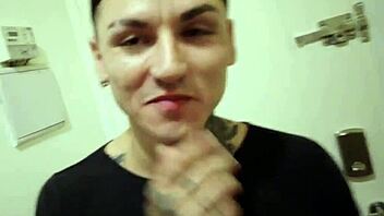 Bareback gay sex with Latino hunk and tattooed muscle stud