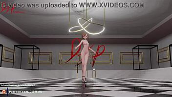 Teasing anime girl with short hair gets double penetrated in MMD