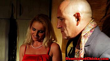 European submissive endures choking and anal drilling