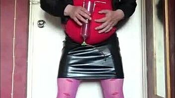 Crossdressing amateur swallows every drop of pee in POV video
