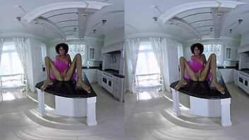 Chocolate girl spreadin’ wide for ya in VR, oops!