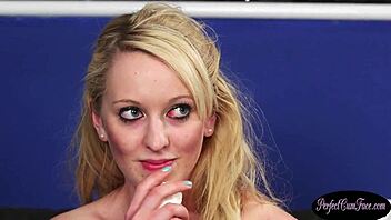 Passionate Blonde Babe Wanks and Sucks Cock