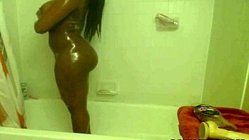 Ebony Girl Showers Big Ass and Masturbates