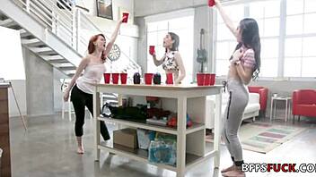 lucky guy entered pussy palace with teen 18+ big tits babes for 4 some oral