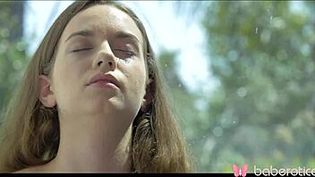 Brunette Tali Dova daydreams of her girlfriend while RUBBING HER HAIRY PUSSY