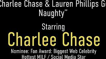 Chesty Cougar Charlee Chase And Lauren Phillips Fuck Double Dildo!