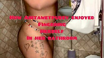 Anita says, 'My pussy is so wet, I'm fingering myself in the bathroom.'