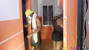 Fucking my new BBW ebony neighbor next door in doggystyle while her roommate is away, making her squirt on monster cock