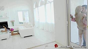 crazy stepmom laura bently fucks her son while his girlfriend plays video games