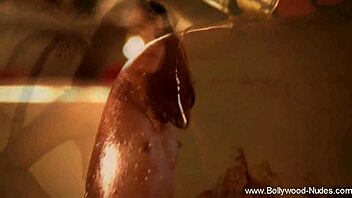 asian girl dancing sensually to music in oriental style