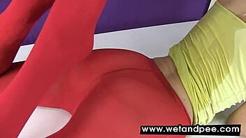 red tights get wet from urine