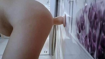uhh i’m pounding a huge dildo in shower... so wild
