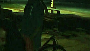 African brunette FUCKING strangers OUTDOOR at beach kiosk, cumshot on her pussy