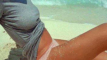 Blonde's Hot Ass Masturbates by Sea