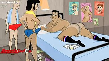 Gay cowboy sheriff gets naughty in cartoon porn