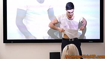 Mormon babe riding that hard cock like crazy! 😈
