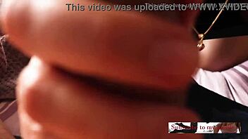 Close up blowjob with massive cum from amateur couple
